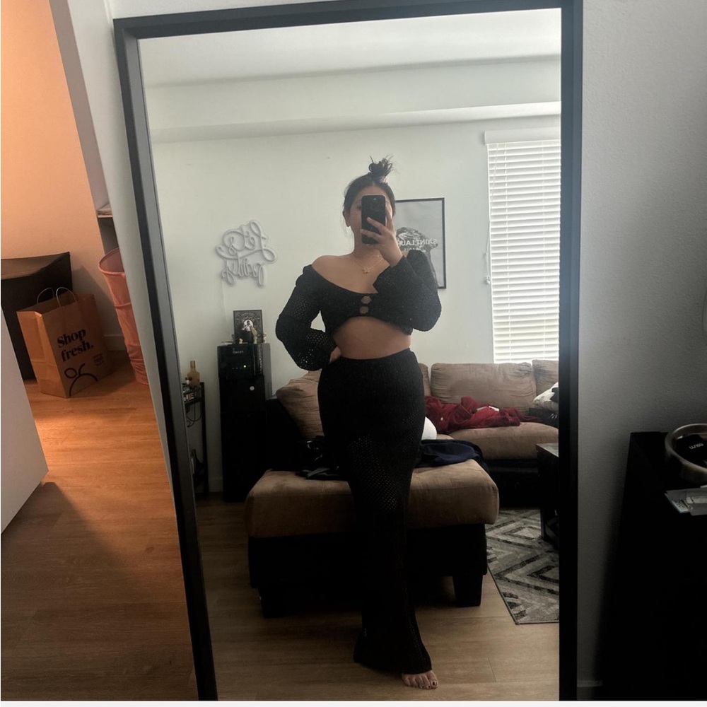 Black Crochet Set